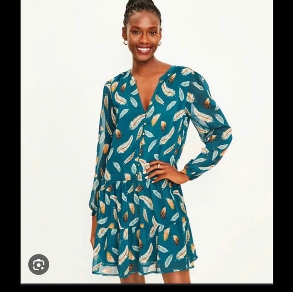 Elegant Feather Print Dress